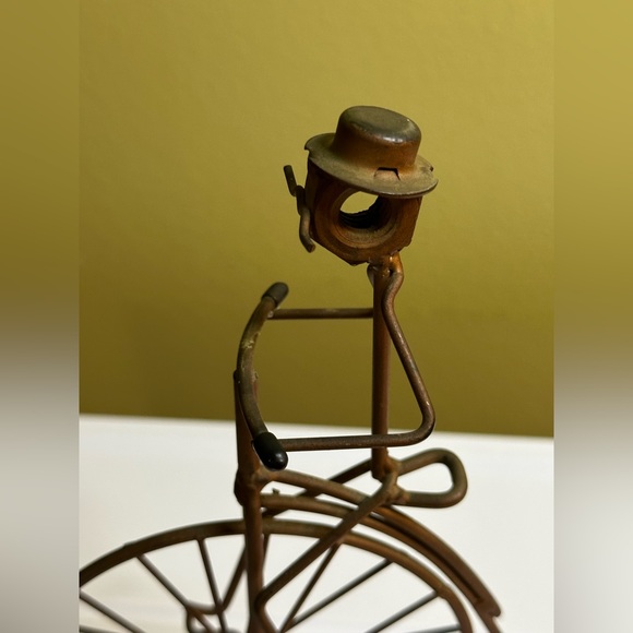 Vintage Rock Creek Metal Craft Man Riding Big Bike - Picture 4 of 7